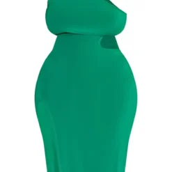 Plus Robe Asymétrique Mi-longue Vert Vif à Découpes -Jolie Vêtue Soldes Magasin f4e84716188087fbd2f395f85f70ca6e004e2627 cnd5060 5
