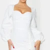 Robe Moulante Manches Longues Blanche à Col Coeur Froncé -Jolie Vêtue Soldes Magasin f503678aedcfd4e65e1b6763dc48e0bcd59337d2 cmh3130 1