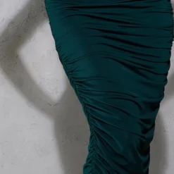 Robe Mi-longue Asymétrique Vert émeraude Froncée -Jolie Vêtue Soldes Magasin f5b59d5f87e7f87b3f64f1e7f0c455cf5879e1cf cnb3264 4