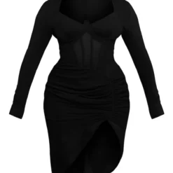 Shape Robe Corset Mi-longue Noire à Manches Longues Et Jupe Froncée -Jolie Vêtue Soldes Magasin f5d76ff85f6a1410fd7dff9c3fe3bf211f530e16 cnc4682 5