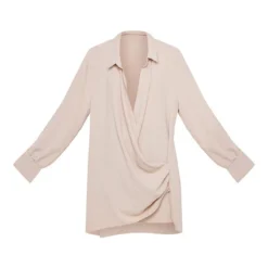 Plus Robe Moulante Style Chemise Gris Pierre à Décolleté Plongeant Et Manchettes Nouées -Jolie Vêtue Soldes Magasin f5e6247964ed39e395e0dfc807fc08df0bd76256 cnd2781 5