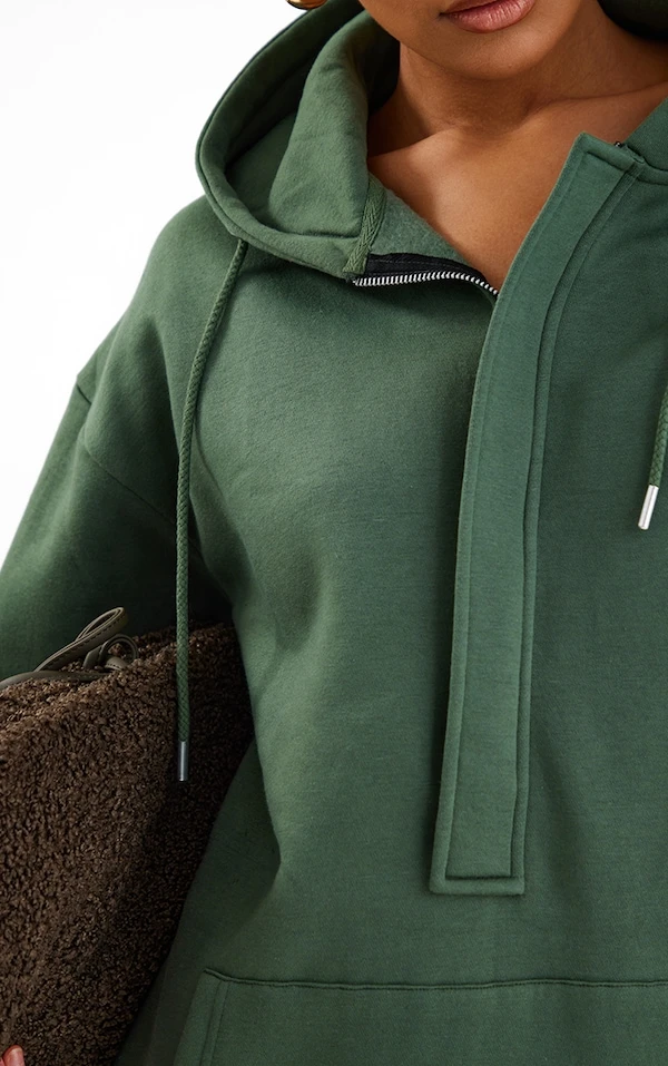 Robe Sweat Bleu-vert à Capuche Et Poche Oversize Devant 6 Robe Sweat Bleu-vert à Capuche Et Poche Oversize Devant – Image 4