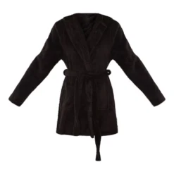 PRETTYLITTLETHING Robe De Chambre Noire Duveteuse à Capuche -Jolie Vêtue Soldes Magasin f63d2579604fa1873e2c983e5dbc477782f1a21a cmc5053 5