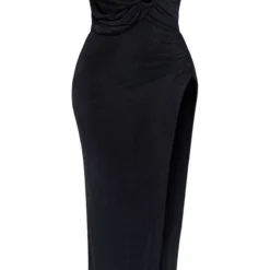 Plus Robe Longue Drapée Noire Fendue à Anneau -Jolie Vêtue Soldes Magasin f63f1cb8b639e4dd0c290f572dace67c940d71f3 cmy5645 5