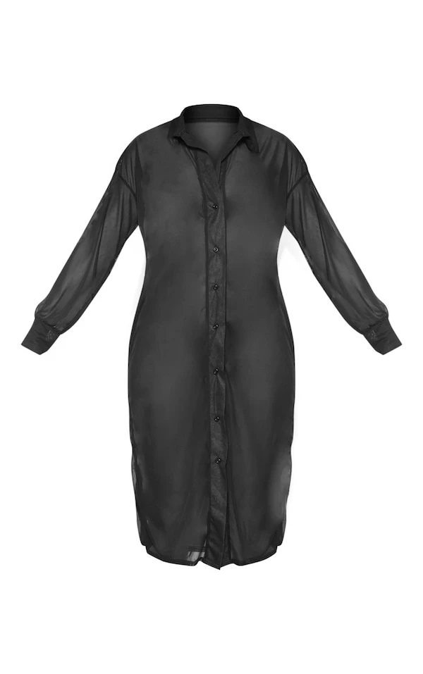 Robe Chemise De Plage Oversize Noire 5 Robe Chemise De Plage Oversize Noire – Image 3