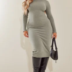 Shape Robe Mi-longue Côtelée Dos Nu Vert Olive Foncé à Manches Longues -Jolie Vêtue Soldes Magasin f7197ef236c716f501e2942396cb504f6003a239 cnb7631 2