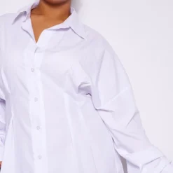 Plus Robe Chemise En Popeline Blanche à Taille Cintrée -Jolie Vêtue Soldes Magasin f71a8bf513cf2212432a5d21b3d149c93783cfa5 cnb0028 4