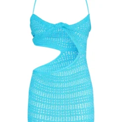 Robe En Maille Crochet Bleu Vif Torsadée Devant à Découpes -Jolie Vêtue Soldes Magasin f7536701824ea3ca7473fa4b40353ba7e37a95d9 cne6267 5