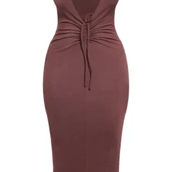 Shape Robe Mi-longue Côtelée Douce Marron Chocolat Froncée à Décolleté -Jolie Vêtue Soldes Magasin f758f98e0b737eb4b31b8b7292f9aa48c12ad5ea cnb7702 5