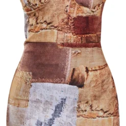 Petite Robe Moulante Marron Imprimé Grunge Style Patchwork Ajustée à Corset -Jolie Vêtue Soldes Magasin f7accb6240c6097f488e7d00e47835951b3a91a0 cnd2309 5