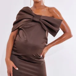 Maternité Robe Bustier De Grossesse Chocolat à Détail Noeud -Jolie Vêtue Soldes Magasin f81ff97a637517fa76ce47579bedc950e41b7d11 cnb2423 3