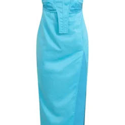 Robe Bustier Mi-longue Satinée Bleue Fendue à Corset Et Ourlet Style étrier -Jolie Vêtue Soldes Magasin f852c945e3d727e46455ab801df4cf28a67579c0 cnd5865 5