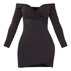 Shape Robe Moulante Col Bardot Noire Froncée -Jolie Vêtue Soldes Magasin f88bfec79e92fa78fd37bd4fa42ba49b84ca5d7d clt7756 6
