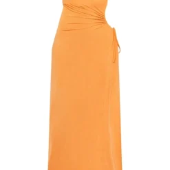 Robe Longue Bustier Moulante Orange Découpée Froncée Sur Le Côté -Jolie Vêtue Soldes Magasin f8b4ec2902411dffec020b3a12b037eda709ece1 cnd7725 5