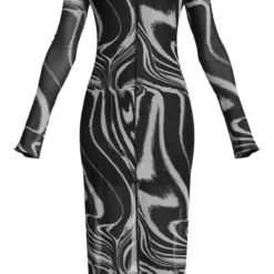 Robe Longue En Mesh Imprimé Noir & Blanc à Col Montant Et Liserés Contrastants 11 Robe Longue En Mesh Imprimé Noir & Blanc à Col Montant Et Liserés Contrastants -Jolie Vêtue Soldes Magasin f8bf19199d88aa5b9108642527da7285f1458978 cnc6644 5