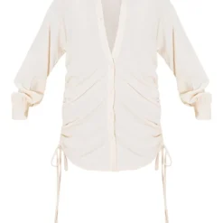 Robe Chemise En Velours Côtelé Crème à Côtés Froncés -Jolie Vêtue Soldes Magasin f8d378f213816bc4c052f96b2d235a65019985f7 cmt3770 5