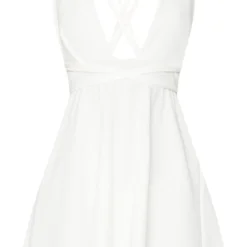 Robe Patineuse Blanche à Lanières Croisées -Jolie Vêtue Soldes Magasin f8e2ff0bbd050bcf45512d7165845c5be54bbf32 CLW9139 3