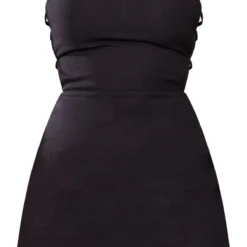 Robe Moulante Effet Lin Noire à Lanières Sur Les Côtés -Jolie Vêtue Soldes Magasin f8ecebf5ee9628f9f09bd65a9491b8ac67257e97 cnd5420 5