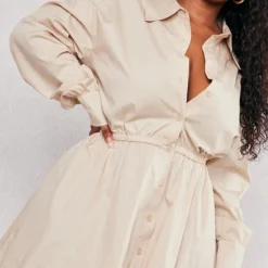 Plus Robe Chemise Gris Pierre à Boutons Et Taille Froncée -Jolie Vêtue Soldes Magasin f90d856140958cfbecdc8950efccbb842e185962 cnd5051 4