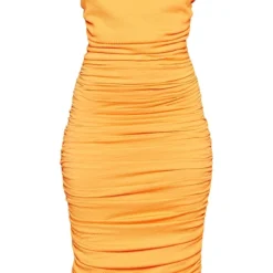 Robe Longue Froncée Orange à Col Bénitier Et Bretelles Fines -Jolie Vêtue Soldes Magasin f93764628587feb2e2af204449066883d770e607 cmz0672 6