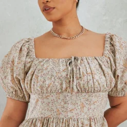 Plus Robe Mi-longue Taupe à Imprimé Petites Fleurs Et Manches Bouffantes -Jolie Vêtue Soldes Magasin f95eb50778ab2a7a5462aaf833a399b7bb9274a4 cnc9564 4