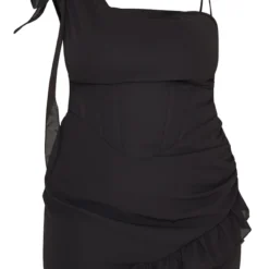 Plus Robe Moulante Noire à Ourlet Volanté Et Fleur -Jolie Vêtue Soldes Magasin f96375c9ac418d63112c39f4fabcb40526e93b98 cne0772 5