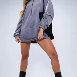Robe Sweat Noir Javélisé Oversize à Demi-zip -Jolie Vêtue Soldes Magasin f9762f5a83213a89f1be6a9ebcca958fbf6d464a cna3021 3