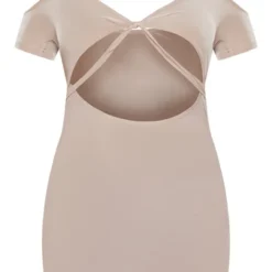 Robe Très Moulante Torsadée Gris Pierre à Dos Nu Noué -Jolie Vêtue Soldes Magasin f9a12b56b00886090b1abc8965fc5be1432bbb8a cnd2281 5