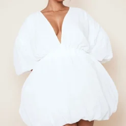 Plus Robe Droite Blanche Texturée Bouffante -Jolie Vêtue Soldes Magasin f9e3ca1fe3c8f3d74fa10fa75fb961af0978f69e cne0679 3