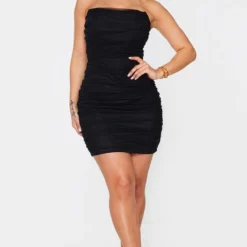 Shape Robe Moulante En Mesh Noir à Détail Corset Et Fronces -Jolie Vêtue Soldes Magasin fa5396cd77eb54dad530efd33e8c7226ed783525 cmo5008 4