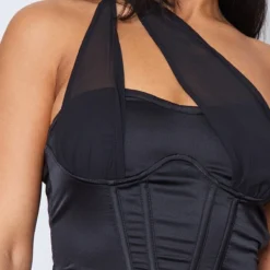 Robe Moulante En Mesh Noir à Corset Satiné Avec Armatures Et Lanières -Jolie Vêtue Soldes Magasin faa12986ee907fbe16702e977539dcb9891d7a92 cnd7681 4