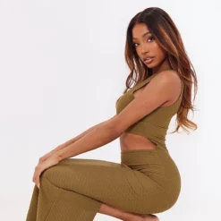 Robe Mi-longue Découpée Texturée Kaki à Col Nageur -Jolie Vêtue Soldes Magasin fab4627f12276ca56b737e207e25d07b78152236 cnd1237 3