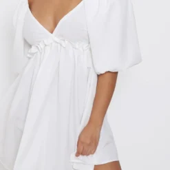 Petite Robe Blanche Bouffante à Manches Volantées -Jolie Vêtue Soldes Magasin fae810488e0cb8865bc7557a3fcf0414bf45b8d0 cnd0218 4