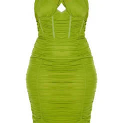 Plus Robe Mi-longue Olive Style Corset à Devant Croisé -Jolie Vêtue Soldes Magasin fb466f8c121fddde7b59c529afdd0832bfb34826 cmt8451 6