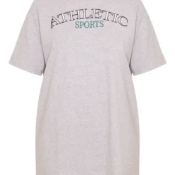 Robe T-shirt Gris Chiné à Manches Courtes Et Slogan Badge Athletic Sports -Jolie Vêtue Soldes Magasin fb5823bd726a27d4c0dd7271e67490de9c156629 cnd4019 5