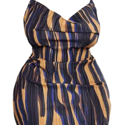 Plus Robe Moulante Plissée Marron à Imprimé Zèbre Et Col Bénitier -Jolie Vêtue Soldes Magasin fb7631f28cb2723211309361e94867f02087e1a6 cnc9752 5