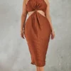 Plus Robe Mi-longue Plissée Chocolat à Détail Noeud -Jolie Vêtue Soldes Magasin fba3e628047f6f1c3e2bf433c40164d772198d8c cnc7396 1