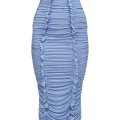 Robe Longue Moulante Bleu Clair Froncée à Buste Torsadé -Jolie Vêtue Soldes Magasin fbec321d56d2cfa2bc5606b54943fa51652d075b cnd2289 5