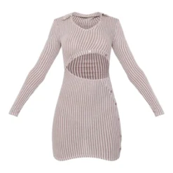 Robe Moulante Boutonnée En Maille Côtelée Marron à Rayures Et Col -Jolie Vêtue Soldes Magasin fc370688c4160c972be17ada9d05027e4e54ef52 cnd5503 5