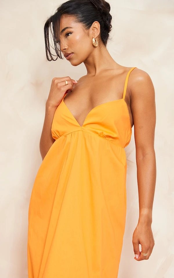Robe Babydoll Longue Orange à Bretelles Et Superpositions 6 Robe Babydoll Longue Orange à Bretelles Et Superpositions – Image 4