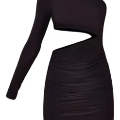 Robe Très Moulante Asymétrique Noire à Taille Découpée Et Fronces -Jolie Vêtue Soldes Magasin fc6781cee0bc168d78c9be79b281a35a596321b7 cna1180 5
