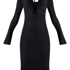 Robe Moulante Mi-longue Noire à Col Bénitier Et Manches Longues -Jolie Vêtue Soldes Magasin fc71985deae43aa865453fcfbfe084ec820f749e cnc2958 5