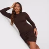 Robe Mi-longue Asymétrique Froncée Chocolat à Manches Longues 1 Robe Mi-longue Asymétrique Froncée Chocolat à Manches Longues -Jolie Vêtue Soldes Magasin fcb33ce1c2843e652a5a486b848962ca83eb0f59 cmu0241 1