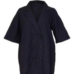Robe Blazer Noire Effet Lin Oversize à Manches Courtes Et Double Boutonnière -Jolie Vêtue Soldes Magasin fd1c08622758cf8c3923d4ca48382a9e6b54e76c cmz1807 5