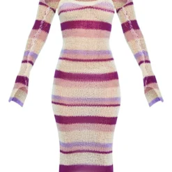Robe Longue En Maille Tricot Ajourée à Rayures Lilas Et Manches -Jolie Vêtue Soldes Magasin fd3fa66e8a1d66831abf938d72f23a795ffd3382 cnc5961 5
