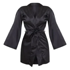 Robe De Chambre Satinée Noire -Jolie Vêtue Soldes Magasin fe95512a3eba00728178bf337552c62e6b0356b2 clw1606 5