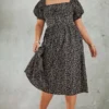 Plus Robe Mi-longue Noire à Imprimé Petites Fleurs Et Manches Bouffantes -Jolie Vêtue Soldes Magasin fec1be1fa67e4da175bc59bf68c08a95f0a32e71 cnc9565 1