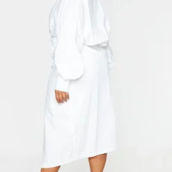 Plus Robe Blanche Mi-longue Style Chemise En Popeline -Jolie Vêtue Soldes Magasin fed9484f97a2a54815ce69e1b1e2e817564acf95 cmn9534 2