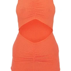Robe Moulante Côtelée Froncée Orange Brûlé à Taille Découpée -Jolie Vêtue Soldes Magasin ff9a545ba4f2a83014ecc0b44d9e2a3775997d0f cmz0597 6