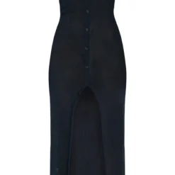 Robe Bustier Mi-longue Noire Transparente Côtelée à Détail Boutons -Jolie Vêtue Soldes Magasin ffbff8d519c4a9a83c6709b88d878fe40ca36884 cnd5504 5